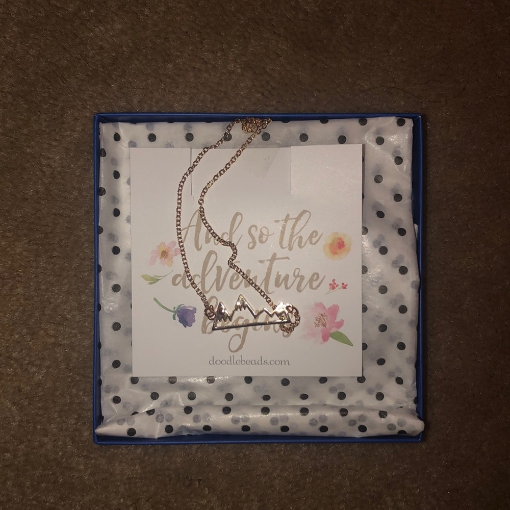 “And So The Adventure Begins” Mountain Necklace